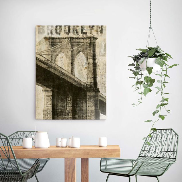Wanddeko beige Vintage NY Brooklyn Bridge