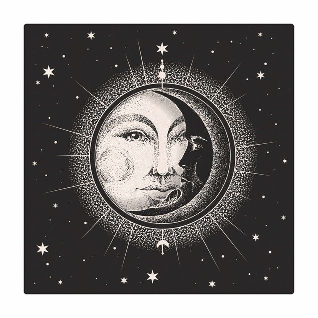 Wanddeko Sternbilder Vintage Sonne und Mond Illustration
