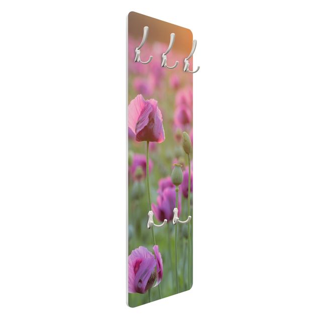 Wanddeko Treppenhaus Violette Schlafmohn Blumenwiese im Frühling