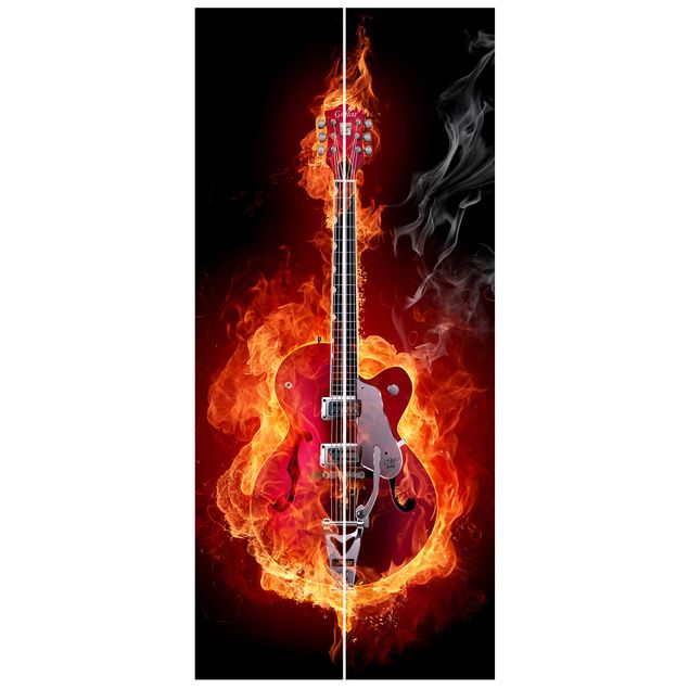 moderne Fototapete Gitarre in Flammen