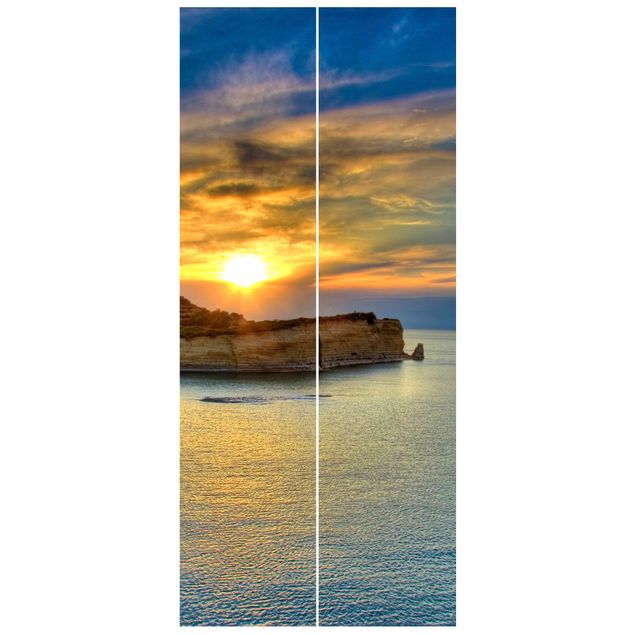 Wanddeko Esszimmer Sonnenuntergang über Korfu