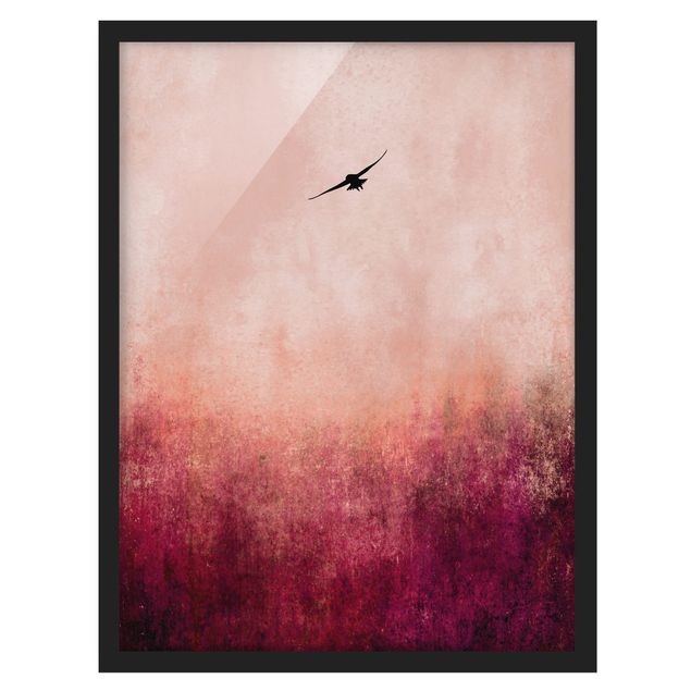 Wanddeko Esszimmer Vogel im Sonnenuntergang