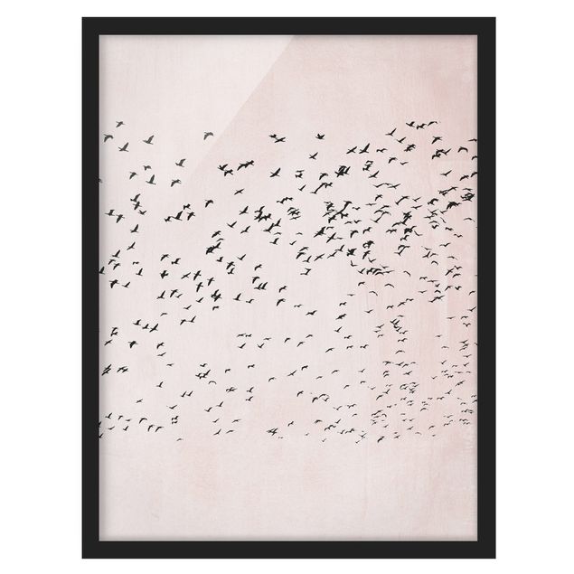 Wanddeko Esszimmer Vogelschwarm im Sonnenuntergang