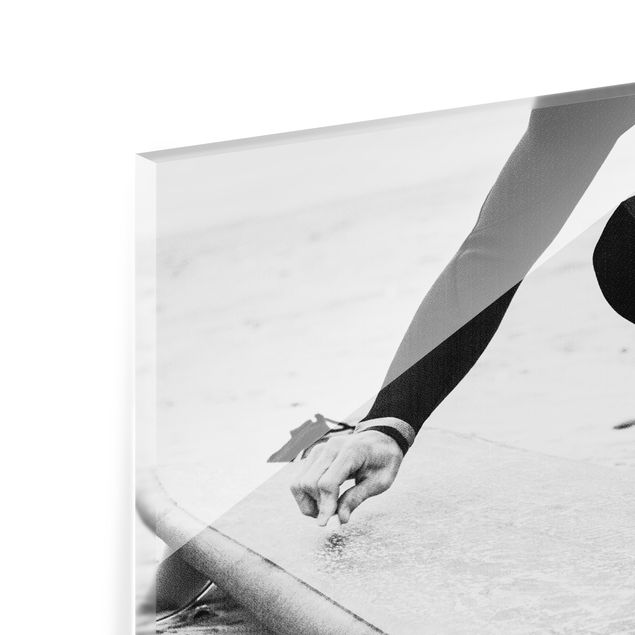 Wanddeko schwarz-weiß Wachsen des Surfboards