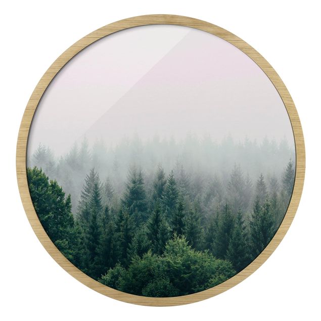 Wanddeko Praxis Wald im Nebel Dämmerung