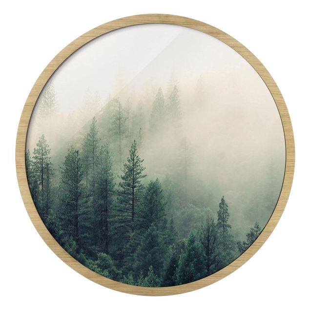 Wanddeko Praxis Wald im Nebel Erwachen