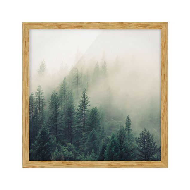 Wanddeko Esszimmer Wald im Nebel Erwachen