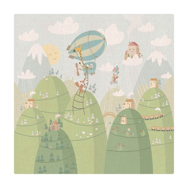 Deko Ballon Wald mit Häusern und Tieren