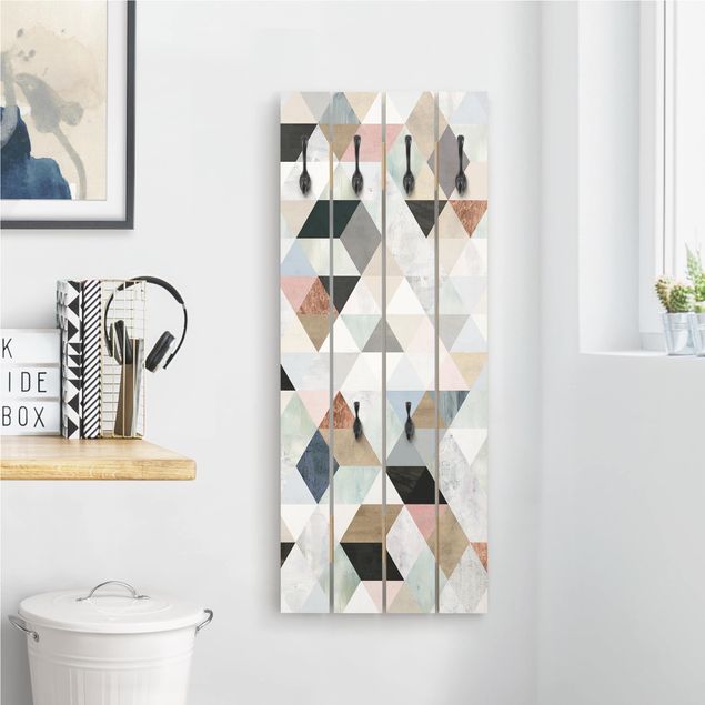 Wanddeko Flur Aquarell-Mosaik mit Dreiecken I
