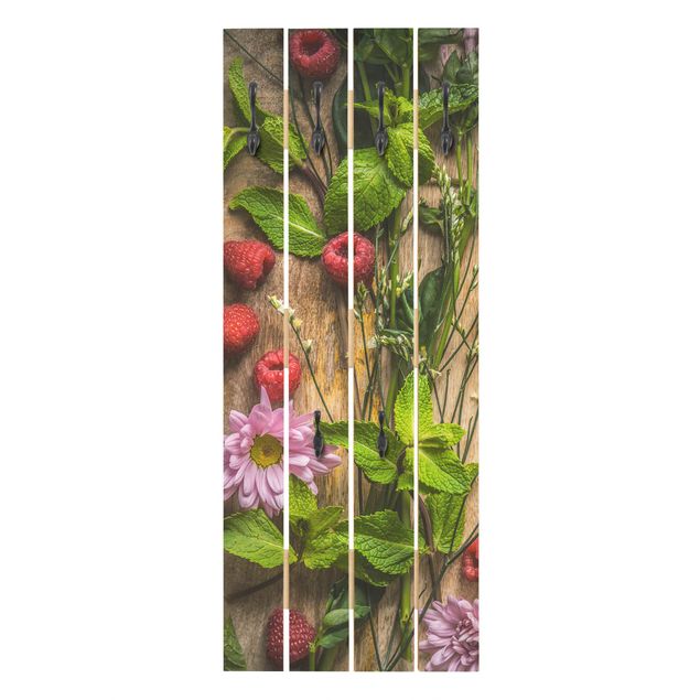 Wanddeko Büro Blumen Himbeeren Minze