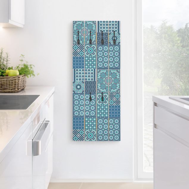 Wanddeko Flur Marokkanische Mosaikfliesen türkis blau