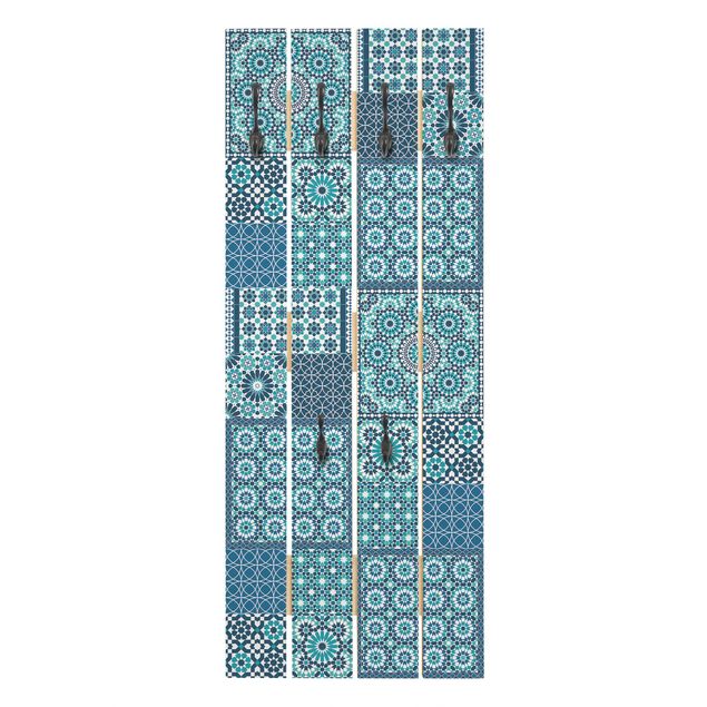 Wanddeko Treppenhaus Marokkanische Mosaikfliesen türkis blau