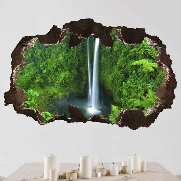 Wanddeko 3D Paradiesischer Wasserfall