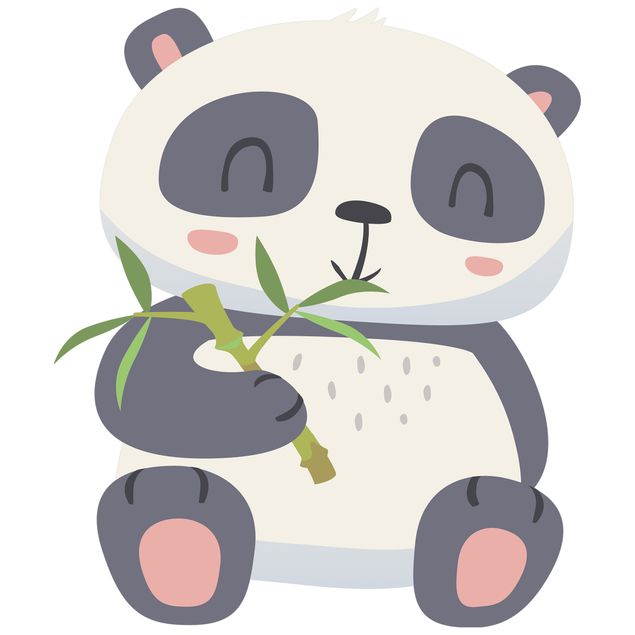 Wanddeko Büro Panda nascht am Bambus