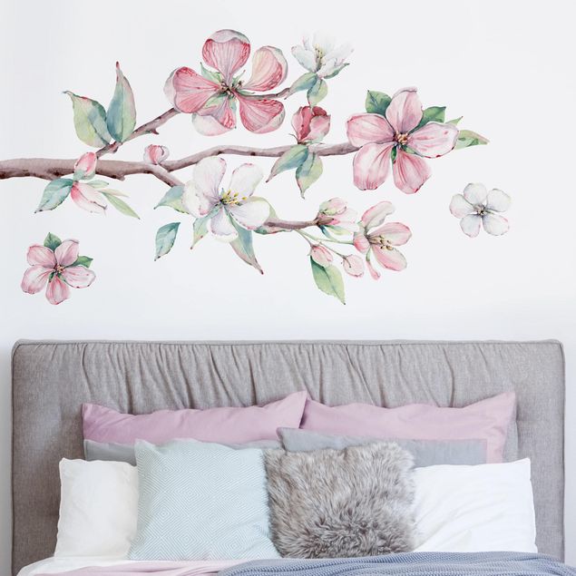 Wanddeko Schlafzimmer Kirschblütenzweig Aquarell Set