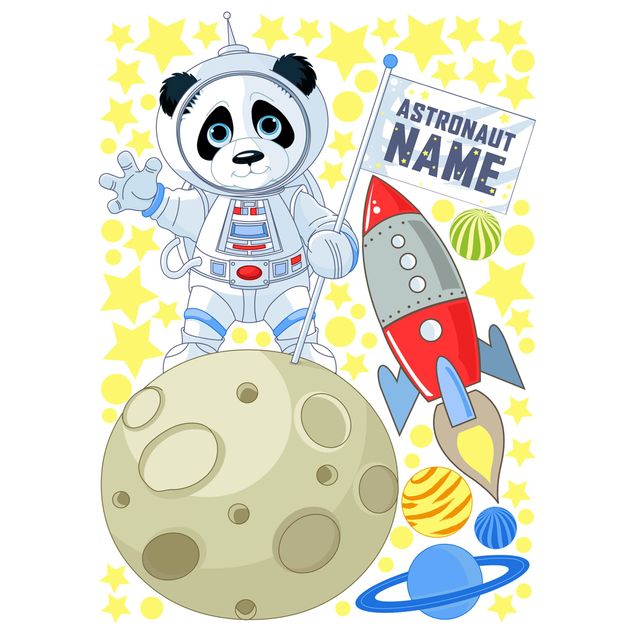 Wanddeko Babyzimmer Astronaut Panda