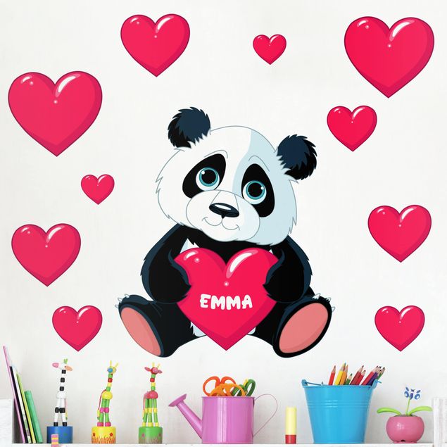 Deko Kinderzimmer Panda mit Herz