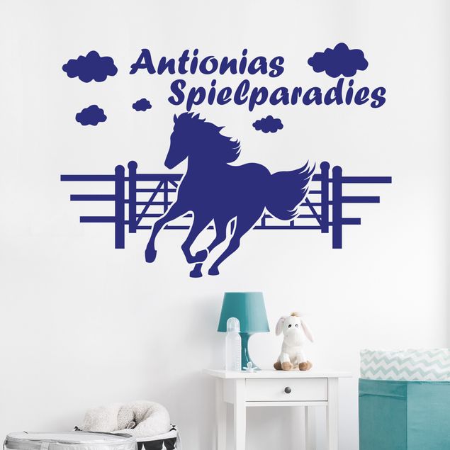 Wanddeko Büro Pferdekoppel mit Wunschname - Pferd