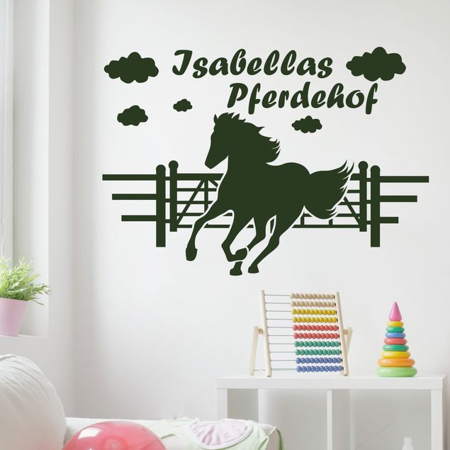 Kinderzimmer Deko Pferdekoppel mit Wunschname - Pferd