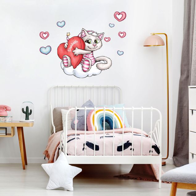 Wanddeko Babyzimmer Schlafmützen - Katze Kimsi liebt dich