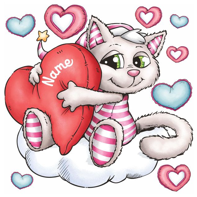 Wanddeko Mädchenzimmer Schlafmützen - Katze Kimsi liebt dich