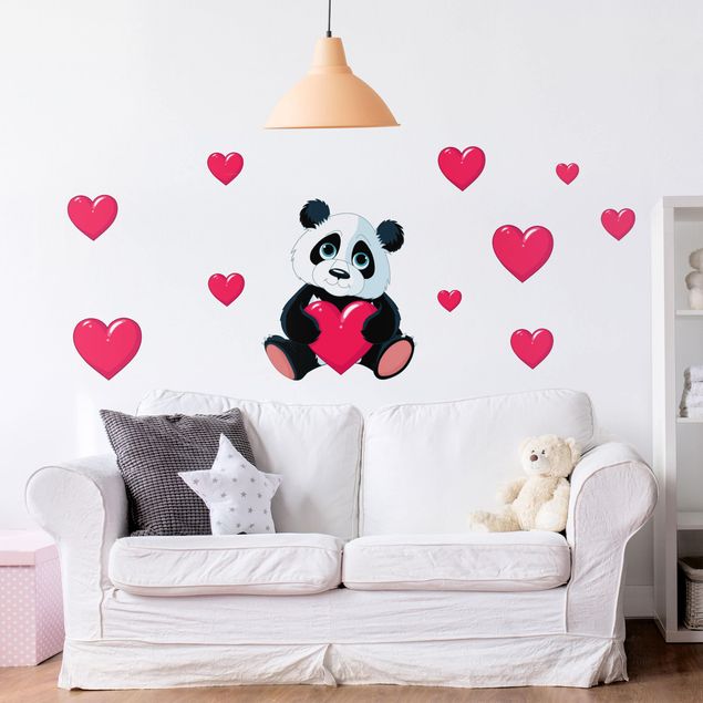 Kinderzimmer Deko Panda mit Herzen
