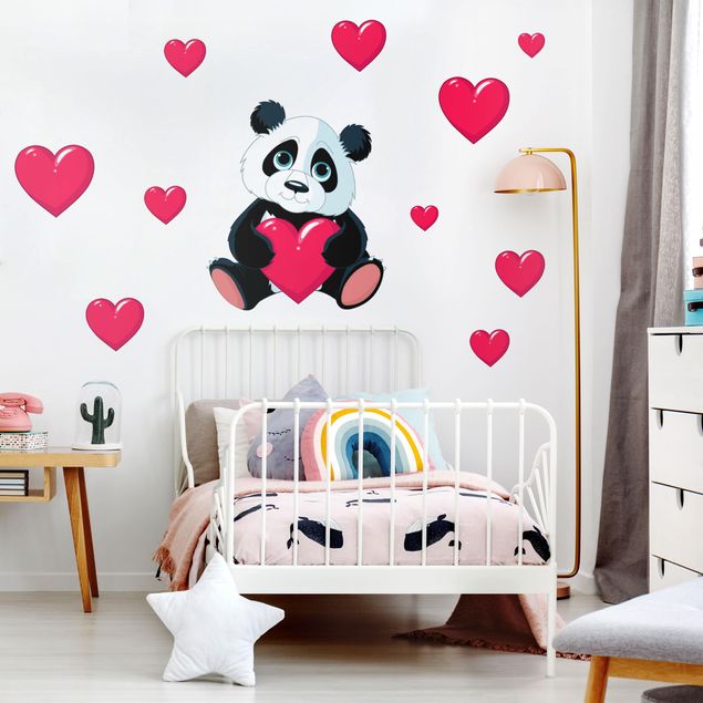 Wanddeko Büro Panda mit Herzen