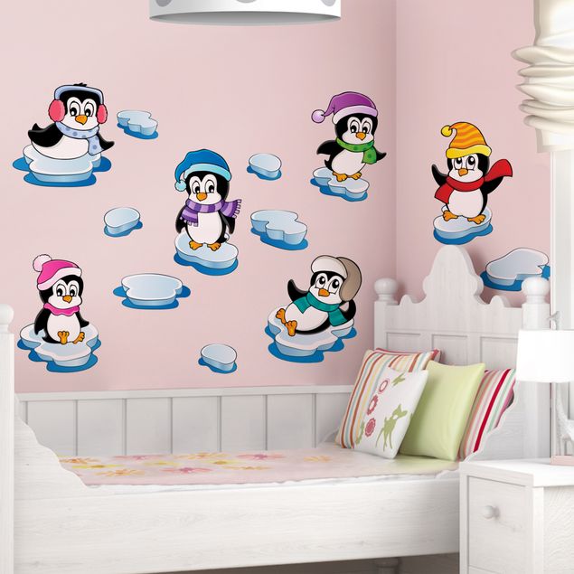 WALLART | Wandtattoo Pinguin Set Kinderzimmer Winter