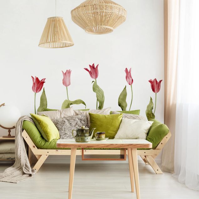 Wanddeko Schlafzimmer Rote Aquarell Tulpen