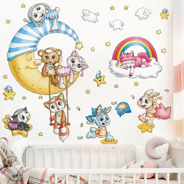 Kinderzimmer Deko Schlafmützen - Mond und Sterne Set