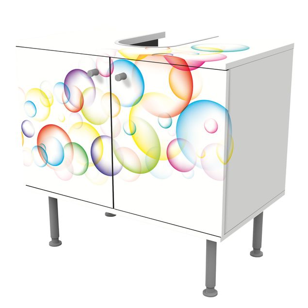 Waschbeckenunterschrank mit Motiv Rainbow Bubbles