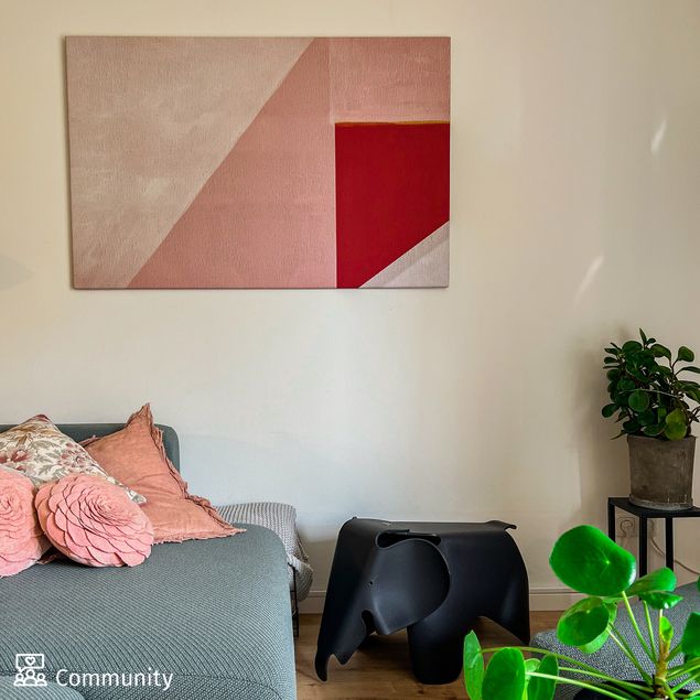 Wanddeko über Sofa Rosa Geometrie