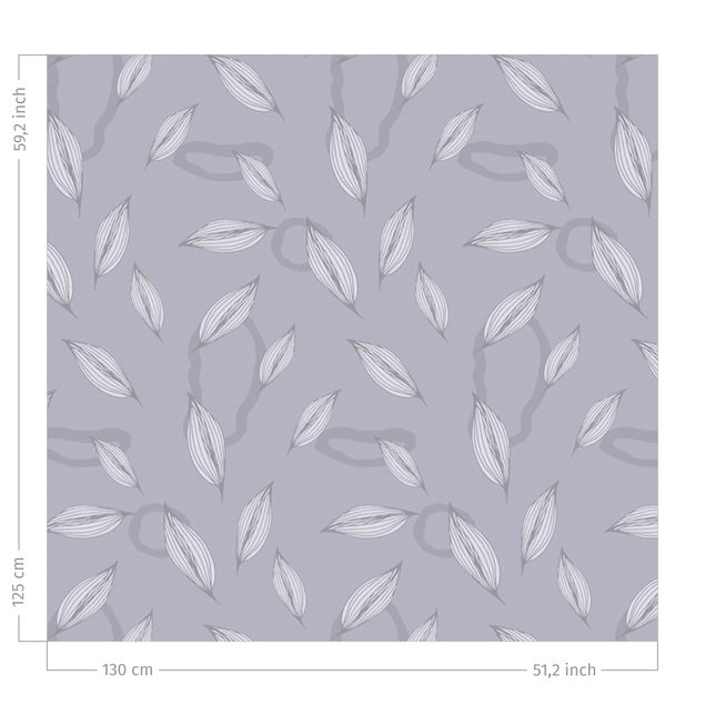 Wanddeko Wohnzimmer Weide Blätter Muster - Pastell graues Violett