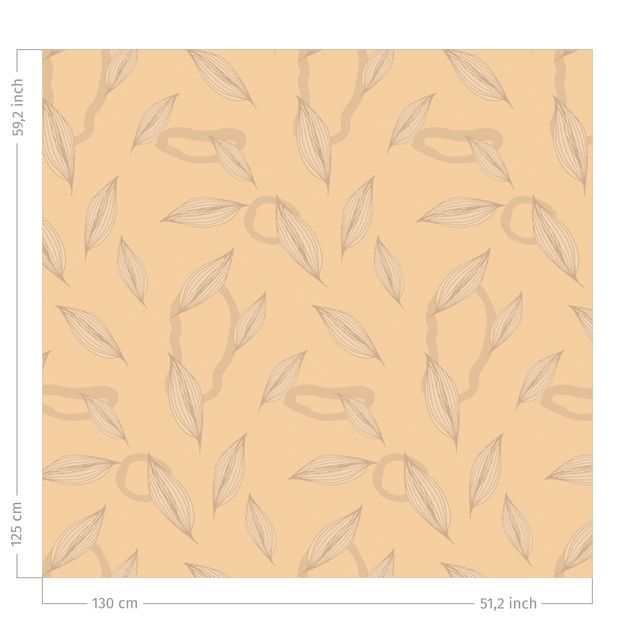 Wanddeko beige Weide Blätter Muster - Pastell Orange