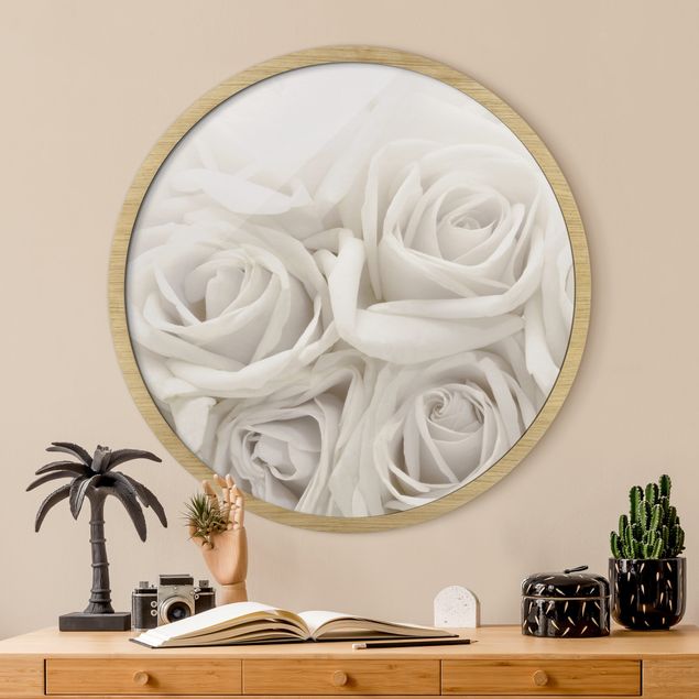 Wanddeko Wohnzimmer Weiße Rosen