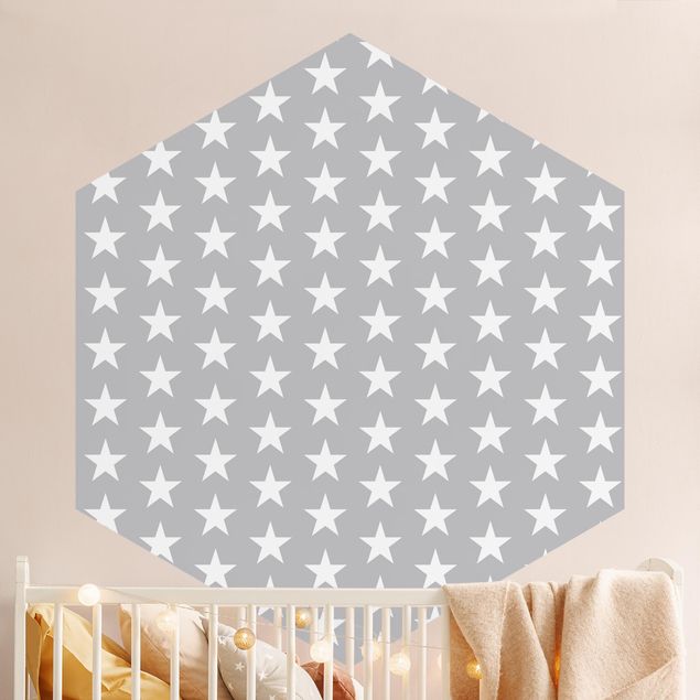 Wanddeko Büro Weiße Sterne auf grauem Hintergrund