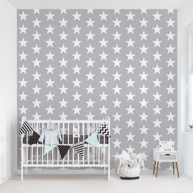 Babyzimmer Deko Weiße Sterne auf grauem Hintergrund