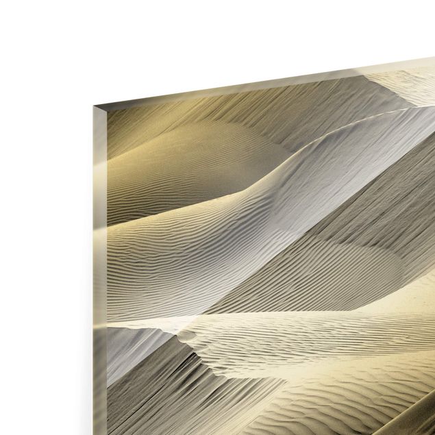 Wanddeko über Sofa Wellenmuster im Wüstensand