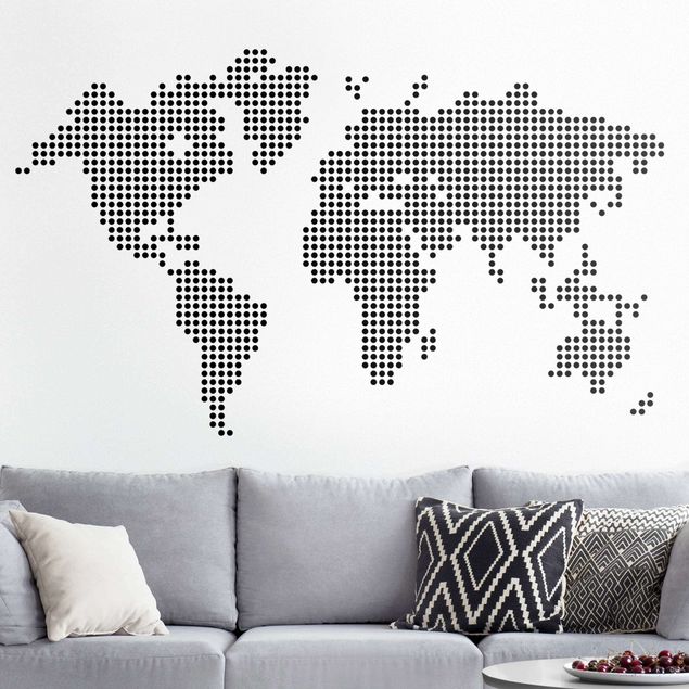 Wanddeko Flur Weltkarte Punkte