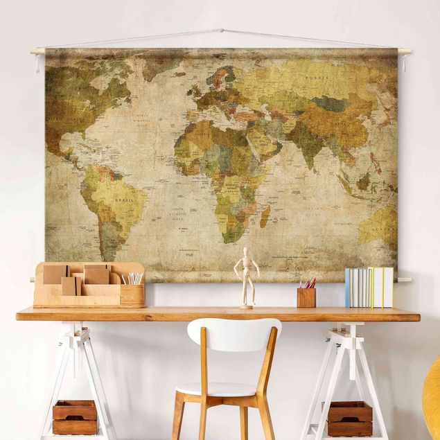 Wanddeko beige Weltkarte