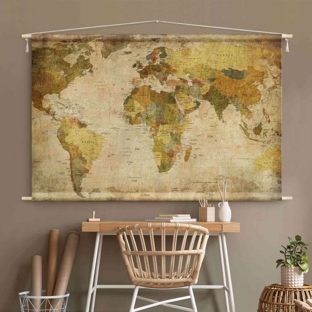 Wanddeko Schlafzimmer Weltkarte