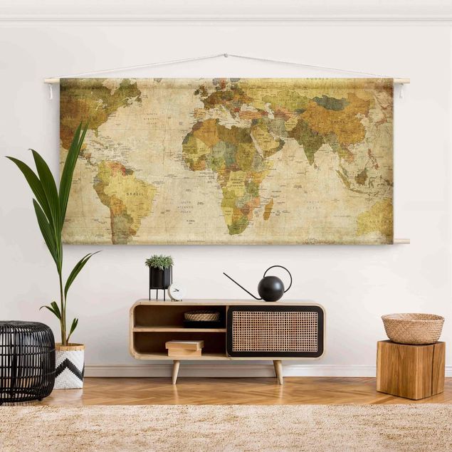 Wanddeko Wohnzimmer Weltkarte