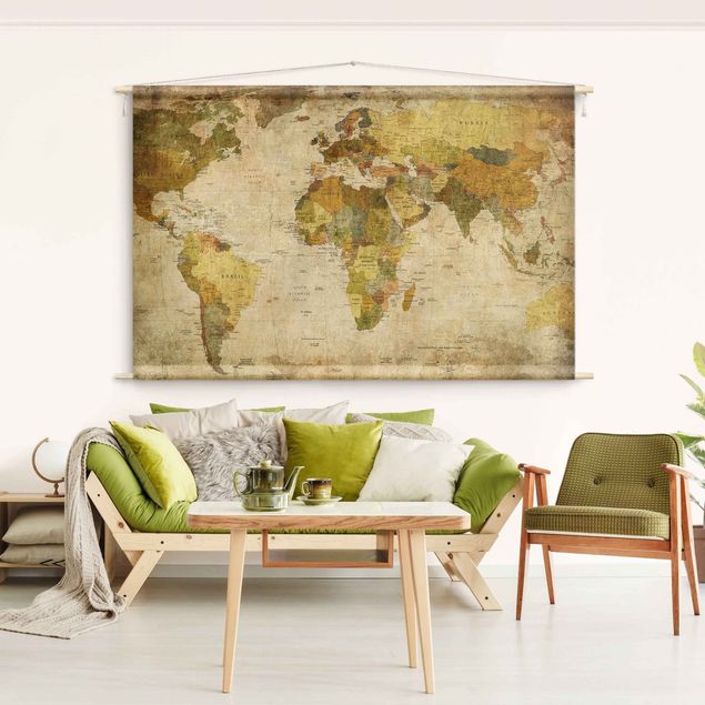 Wanddeko Wohnzimmer Weltkarte