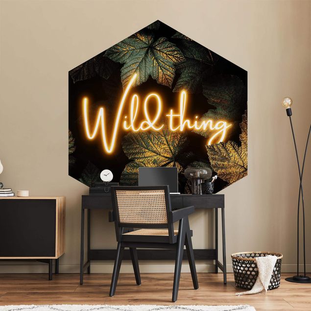 Wanddeko Büro Wild Thing goldene Blätter