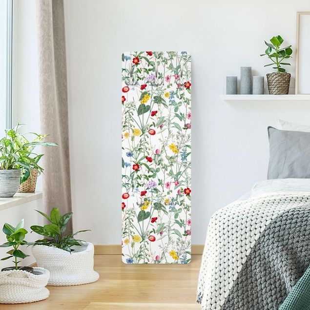 Wanddeko Schlafzimmer Wildblumen auf Weiß