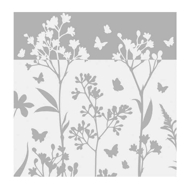 Wanddeko draußen Wildblumen mit Schmetterlingen Bordüre