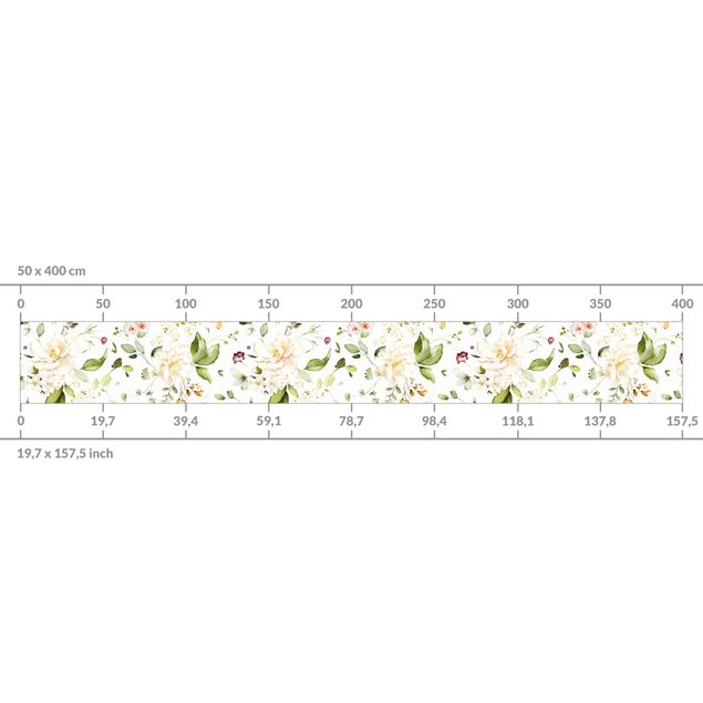 Deko Aquarell Wildblumen und Weiße Rosen Aquarell Muster