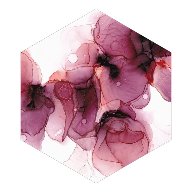 Wanddeko über Sofa Wilde Blüten in Violett und Gold