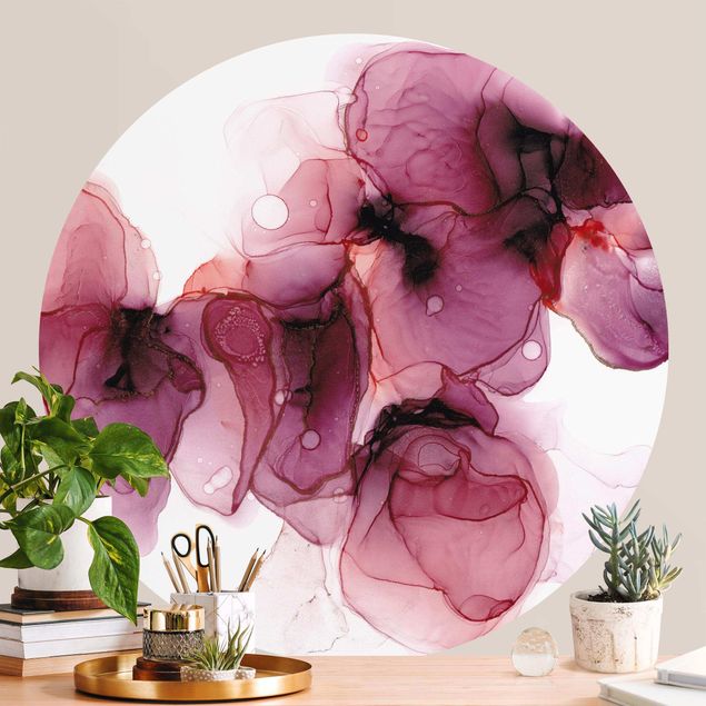Wanddeko Schlafzimmer Wilde Blüten in Violett und Gold