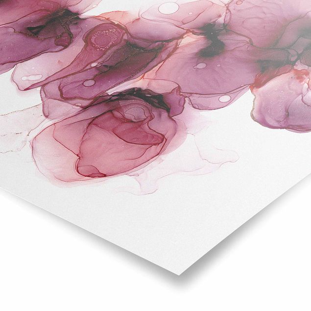 Wanddeko pink Wilde Blüten in Violett und Gold